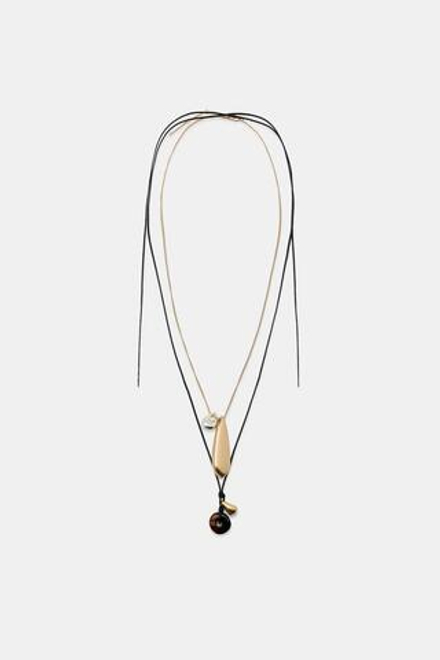 ZARA НАБОР ИЗ 2 ОЖЕРЕЛИЙ С ПОДВЕСКАМИ В ФОРМЕ КАПЕЛЬ, ЗОЛОТИСТЫЙ