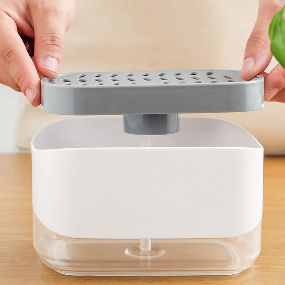 Диспенсер для моющего средства с губкой, 140*98*83мм