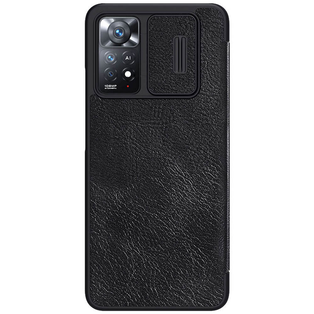 Кожаный чехол книжка от Nillkin для Xiaomi Redmi Note 11 Pro Global и Redmi Note 12 Pro 4G, серия Qin Pro Leather с защитной шторкой для камеры