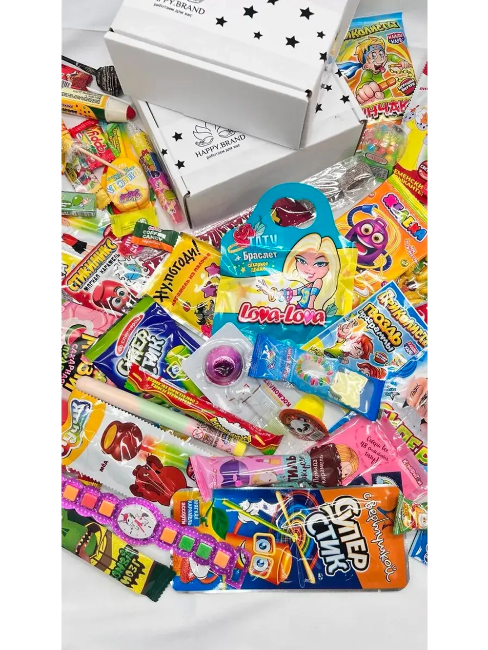 Подарочный набор сладостей 45 штук Сладкий бокс с Лабубу