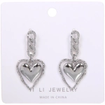 Серьги «ЭЛЛОДИ», сердечки, цвет золото и серебро, 4*2см