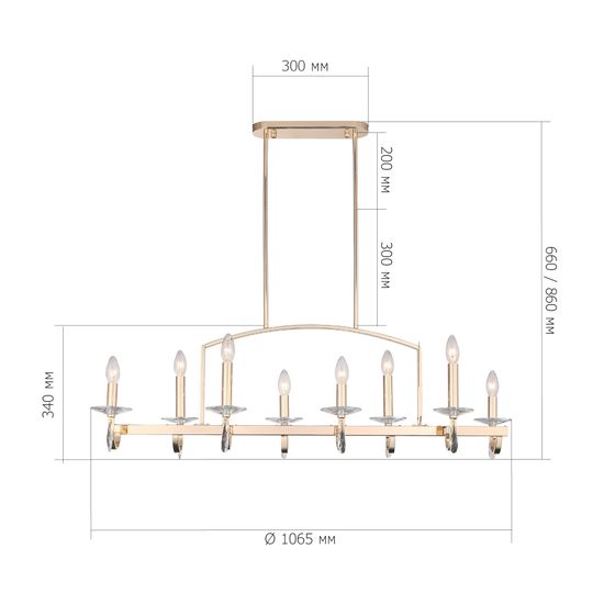 SL1405.223.08 Люстра подвесная ST-Luce Латунь/Латунь, Прозрачный E14 8*40W ELEGANCE