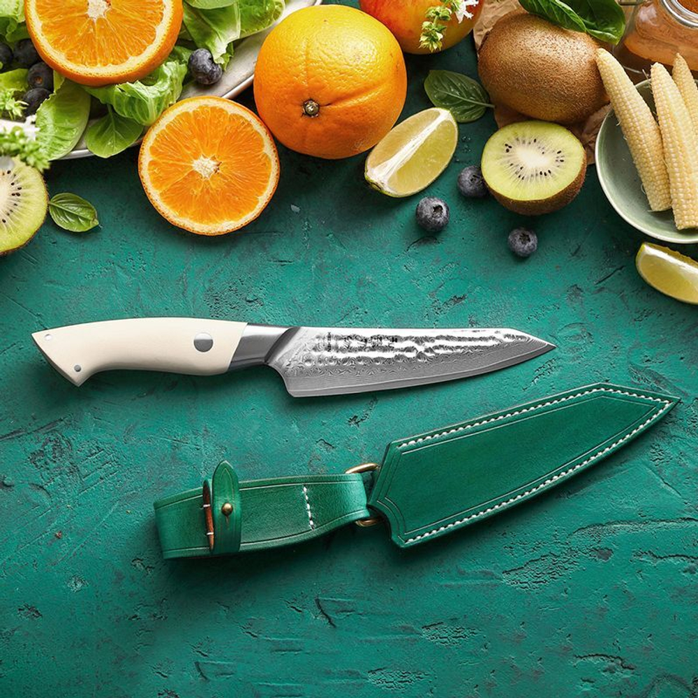 Кухонный нож Hezhen B38H Utility нож 5 дюймов клинок 67 Layers Damascus рукоять G10, длина лезвия 13,2 см