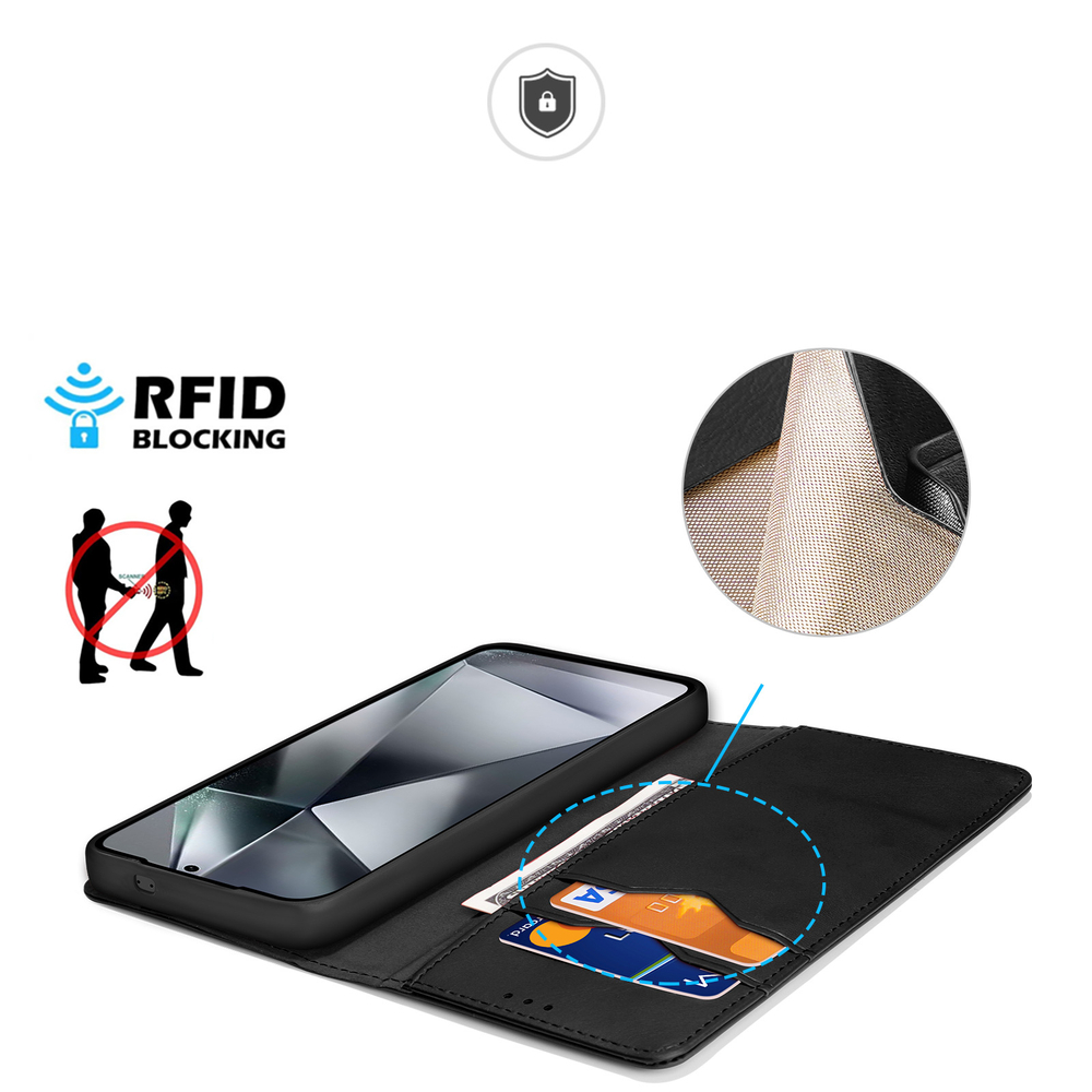 Чехол книжка из натуральной кожи с защитой RFID от Dux Ducis для Samsung Galaxy S25 Ultra, серия Hivo Series Case