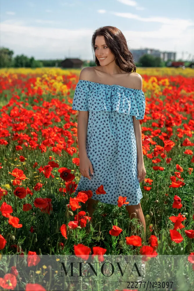 Платье 3097-голубой Minova