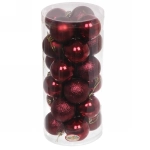 Новогодние шары 6 см (набор 24 шт) «Микс фактур», темный рубин