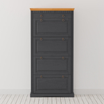 Обувница для прихожей, 87х21х169, Неаполь, закрытая, 4 двери 1 ящик, из массива дерева, серый, Dipriz