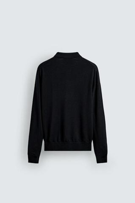 ZARA ПОЛО ИЗ 100% ШЕРСТИ, ЧЕРНЫЙ