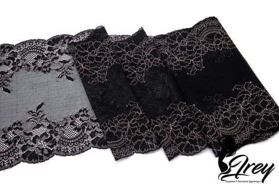 03-222 Кружево эластичное 22 см, черный/телесный