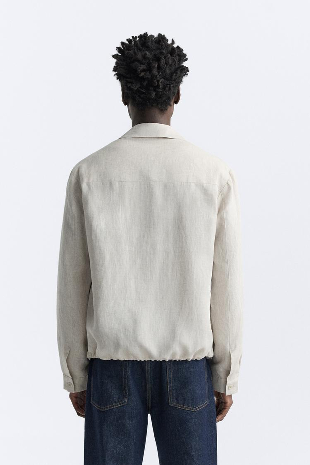 ZARA КУРТКА ИЗ 100% ЛЬНА, СВЕТЛО-БЕЖЕВЫЙ