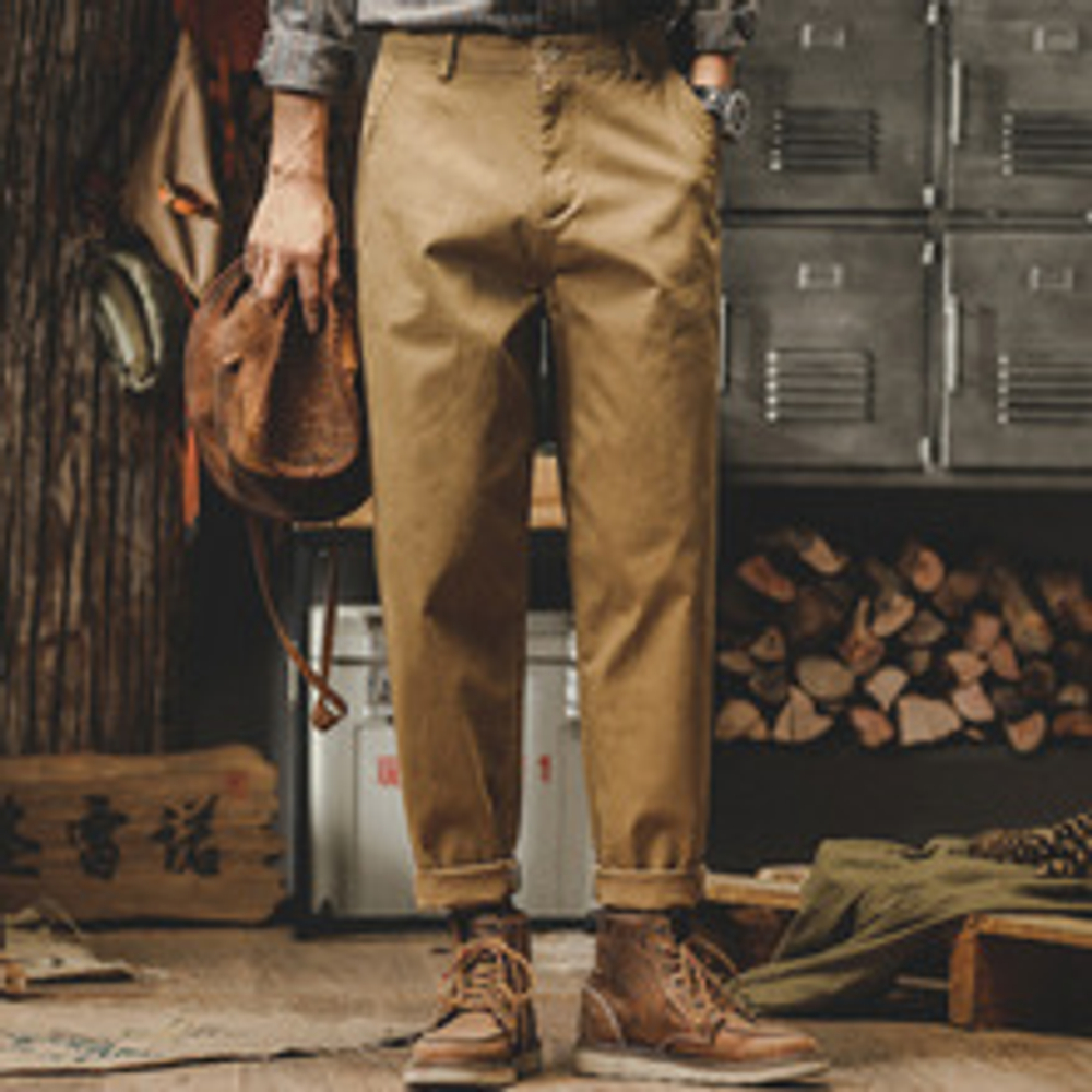 Американские тяжелые ретро-брюки Amy Kaki. Мужские весенние и осенние хаки комбинезоны Мужские осенние конусообразные повседневные брюки