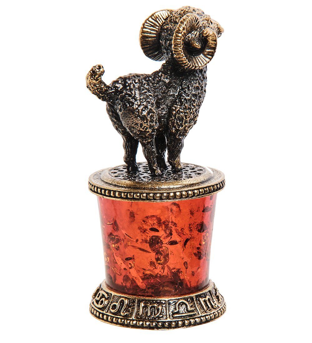 Народные промыслы AM-2765 Фигурка «Знак зодиака-Овен» (латунь, янтарь)