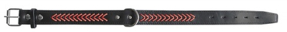 ZOONIK Ошейник кожаный 35 мм, 50-62 см, кольцо посередине, черный/красная коса