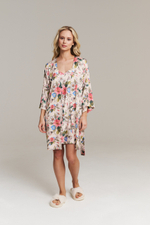 Шелковый халат-кимоно мини