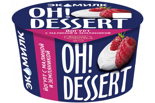 Йогурт Экомилк Oh! Dessert Малина-Земляника 4.2% 130г
