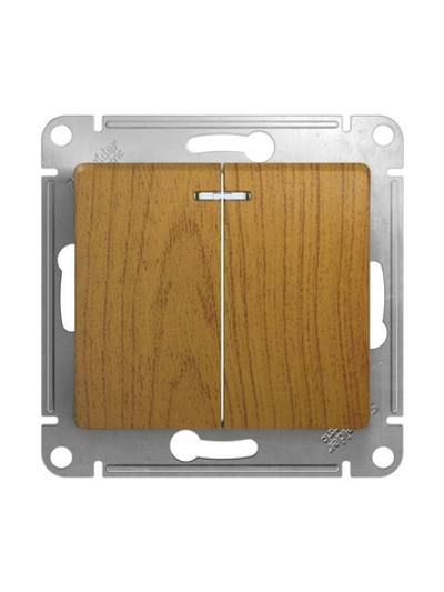 Выключатель 2-кл. СП Glossa 10А IP20 (сх. 5а) 10AX с подсветкой механизм дерево дуб SE GSL000553