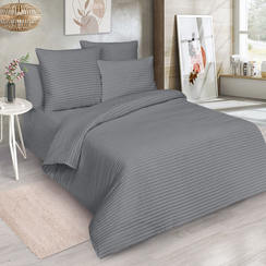 Ткань страйп-поплин 220см/115гр - цв. Серый