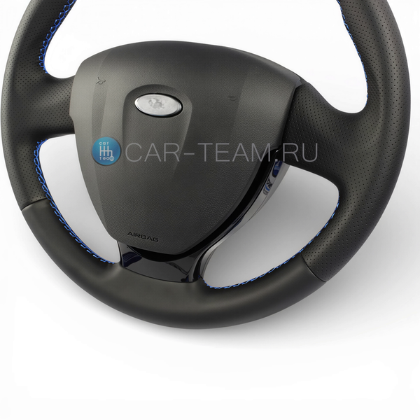 Руль на Лада Приора 2, Калина 2, Гранта "Black Edition" в экокоже с подушкой безопасности