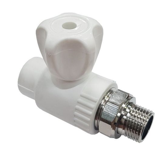 Кран шаровый для радиаторов прямой PP-R, БЕЛЫЙ