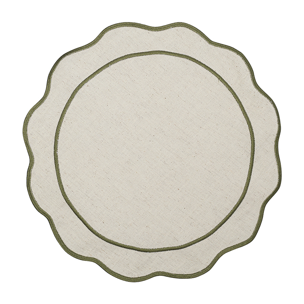 Салфетка под приборы anemone из коллекции trendy ruffles, D38 см, оливковый