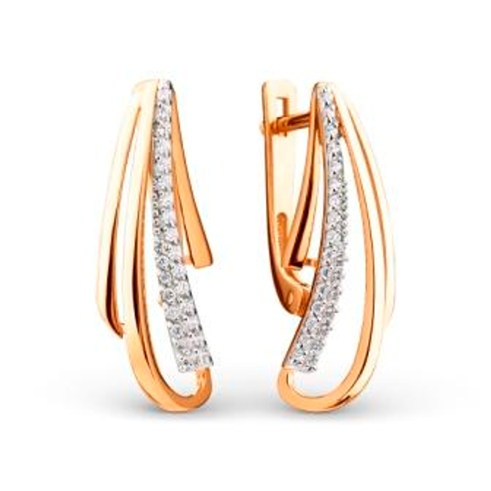 Серьги из золота с фианитами