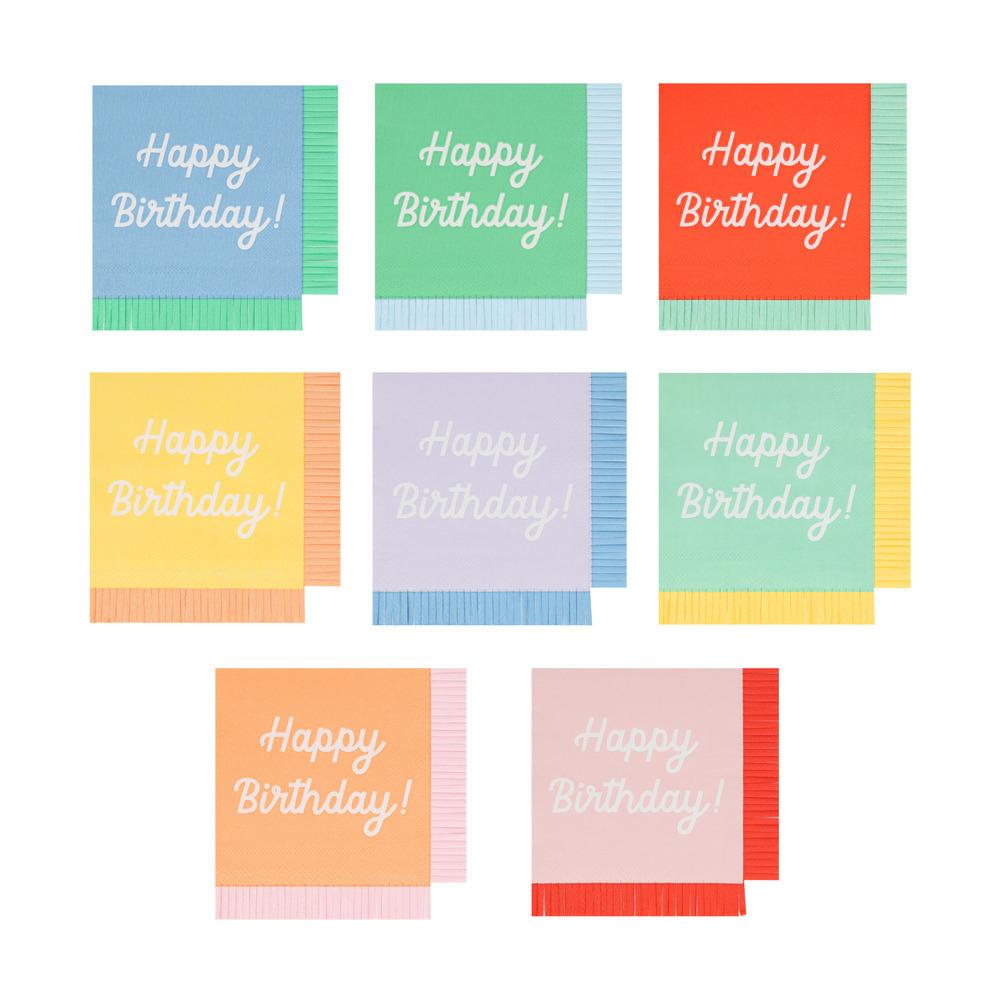 Салфетки маленькие цветные "Happy Birthday" 16 шт.