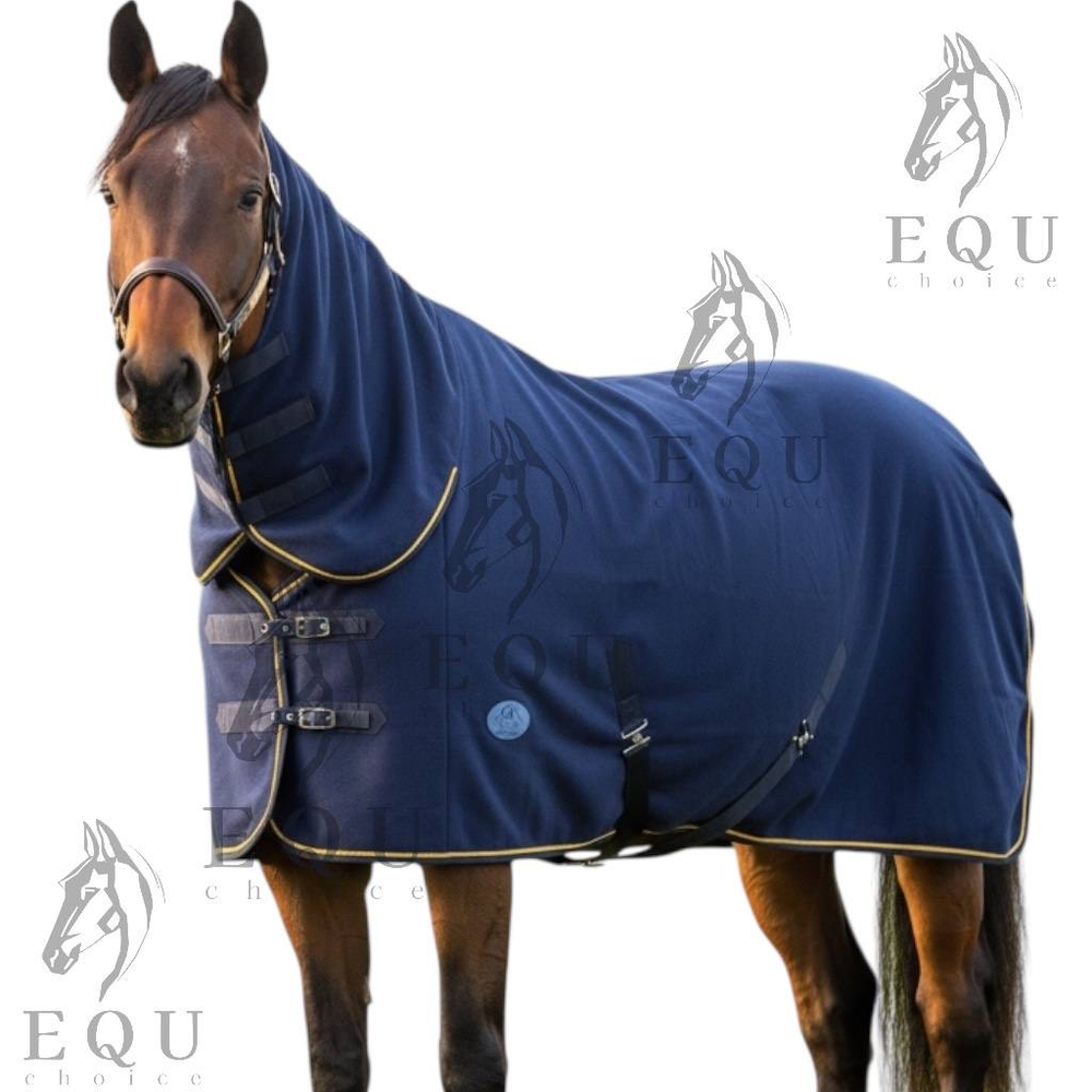 Попона флисовая c капором и подбрюшными ремнями LeatherArt Navy