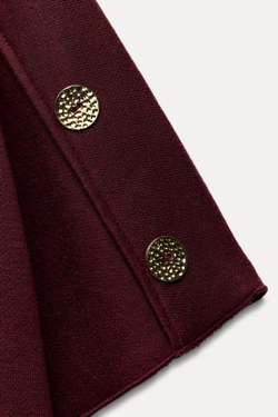 ZARA ТОП ИЗ МЯГКОЙ ТКАНИ С ПУГОВИЦАМИ, ЦВЕТ БУРГУНДСКОГО ВИНА