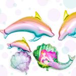 Шар с клапаном (17''/43 см) Мини-фигура, Дельфин, Радужный, Градиент, 1 шт.