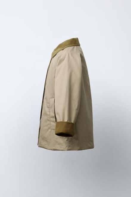ZARA ТРЕНЧ С ВЕЛЬВЕТОВЫМ ВОРОТНИКОМ, БЕЖЕВЫЙ