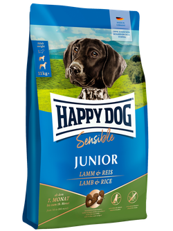 Happy Dog Junior Lamb&Rice - корм для юниоров средних и крупных пород (от 7 до 18 месяцев) с чувствительным пищеварением с ягненком и рисом