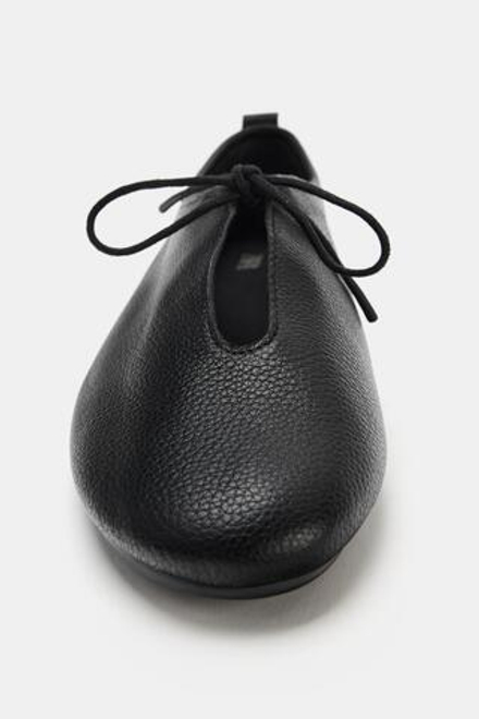 ZARA КОЖАНЫЕ БАЛЕТКИ, ЧЕРНЫЙ