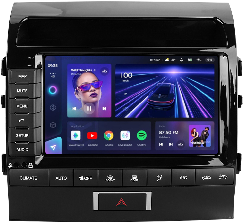 Магнитола для Toyota Land Cruiser 200 2007-2015 (рамка 9, климат на ШГУ) - Teyes CC3L на Android 10, 8-ядер, CarPlay, 4G SIM-слот
