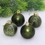 Новогодние шары 5 см (набор 4 шт) «Лесная тайна», изумруд