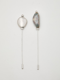 Massimo Dutti Брошь с керамической деталью «Лист», синий