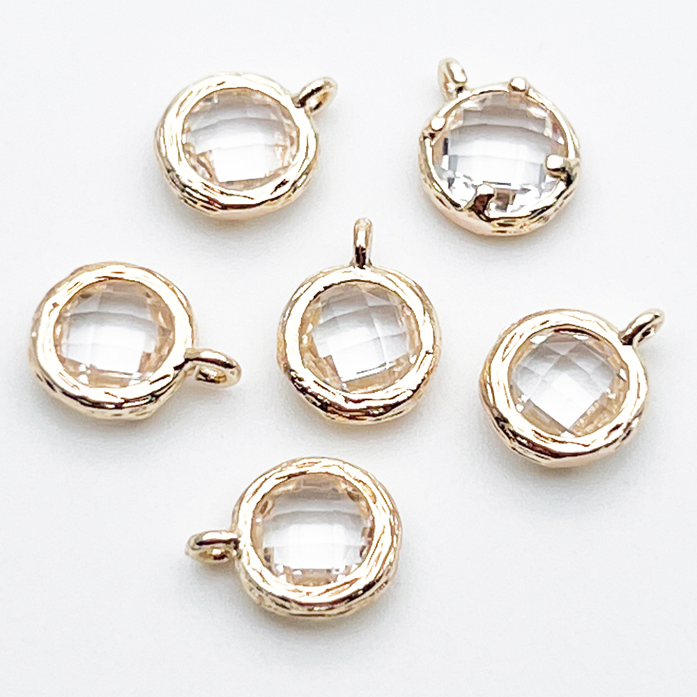 Подвеска Круг, цвет золото+прозрачный, размер 9*7,5 мм, цена за 1 шт
