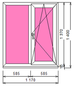 Пластиковое окно 1370 х 1170 ТермА Эко