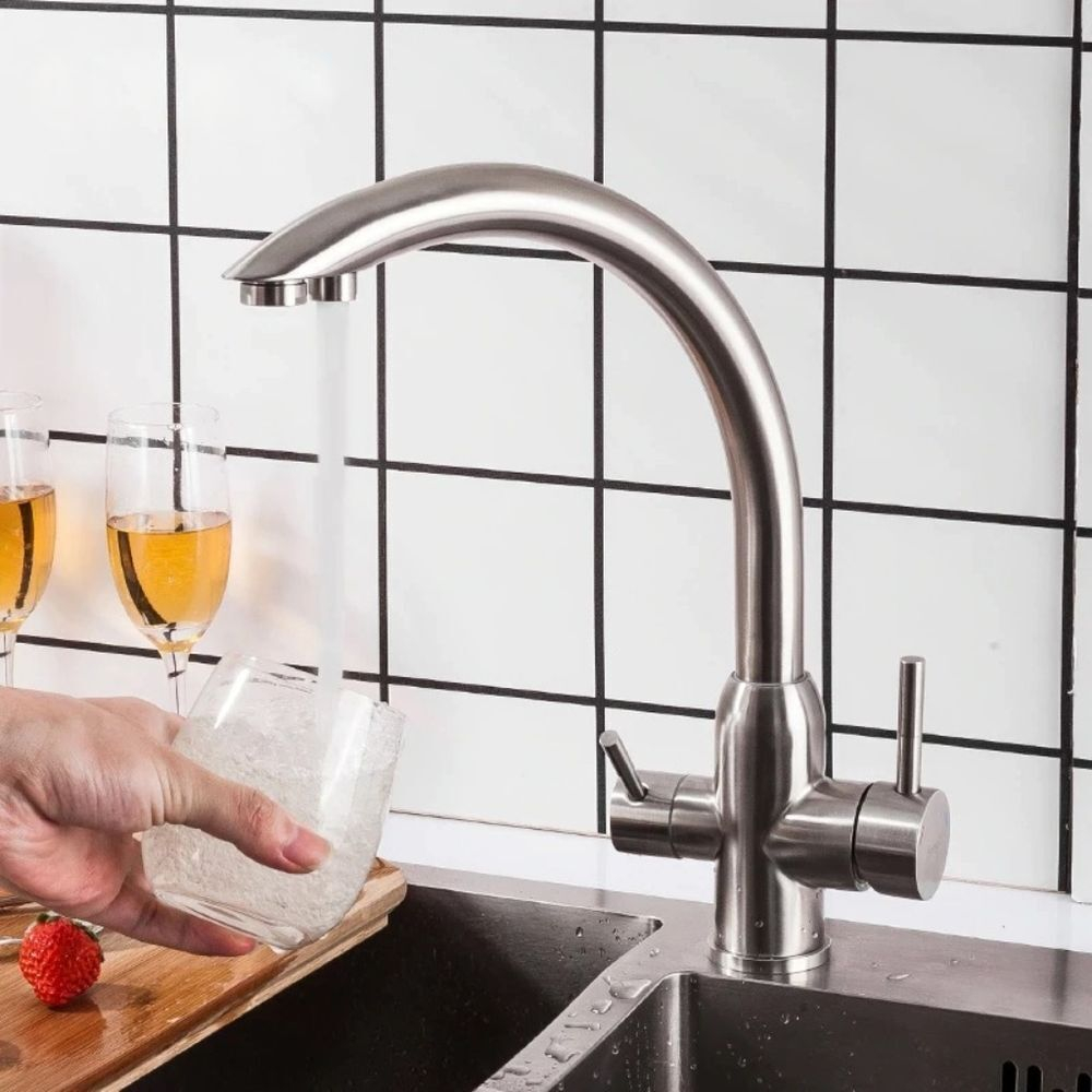 Смеситель для кухни, Frap, с картриджем, подкл к фильтр, нерж, F43899