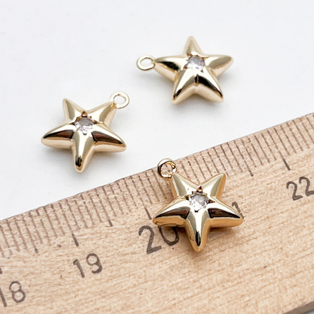 Подвеска Звезда, цвет золото, фианит, размер 12*11 мм, цена за 1 шт