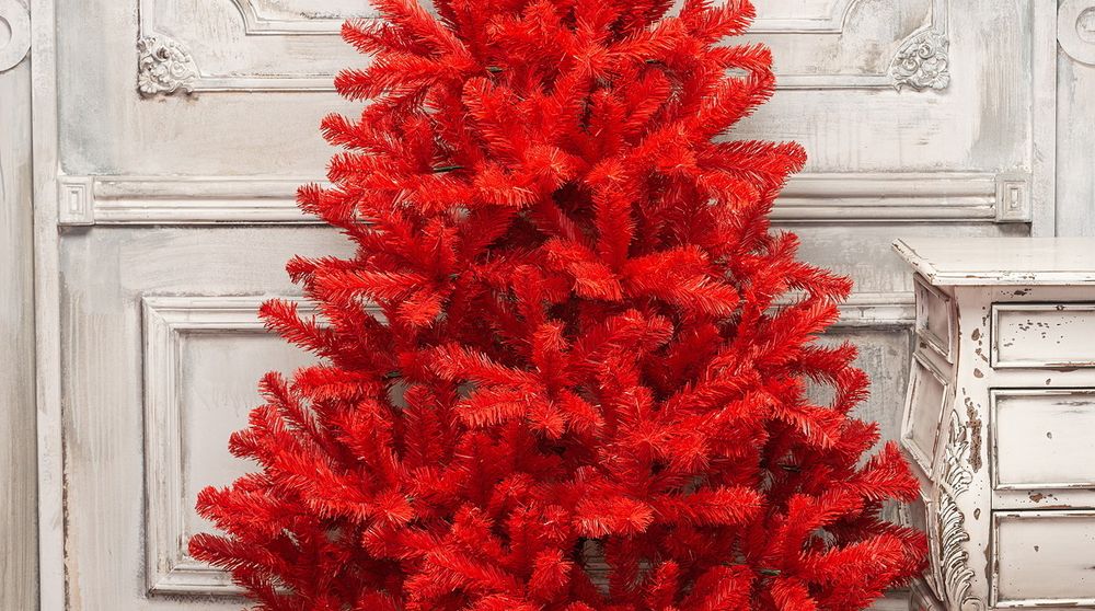 Искусственная красная елка «Огненная» (пвх) 180 см / 1.8 м