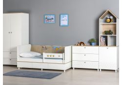 Стеллаж Эльга белый шагрень / дуб белый exclusive