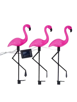 Светильник садовый на солнечной батарее Фламинго, 3 шт., белый свет.
