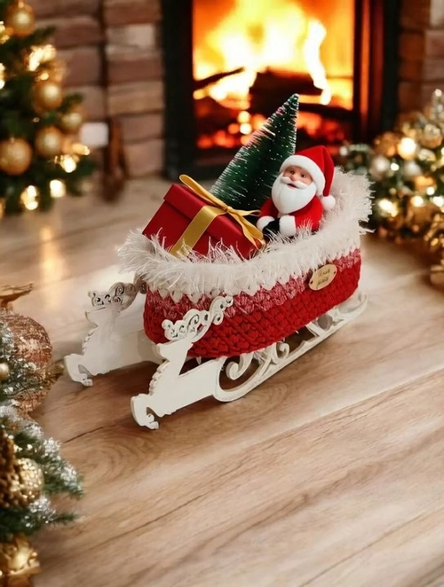 Новогодний декор под ёлку, украшение камина, Сани деда мороза