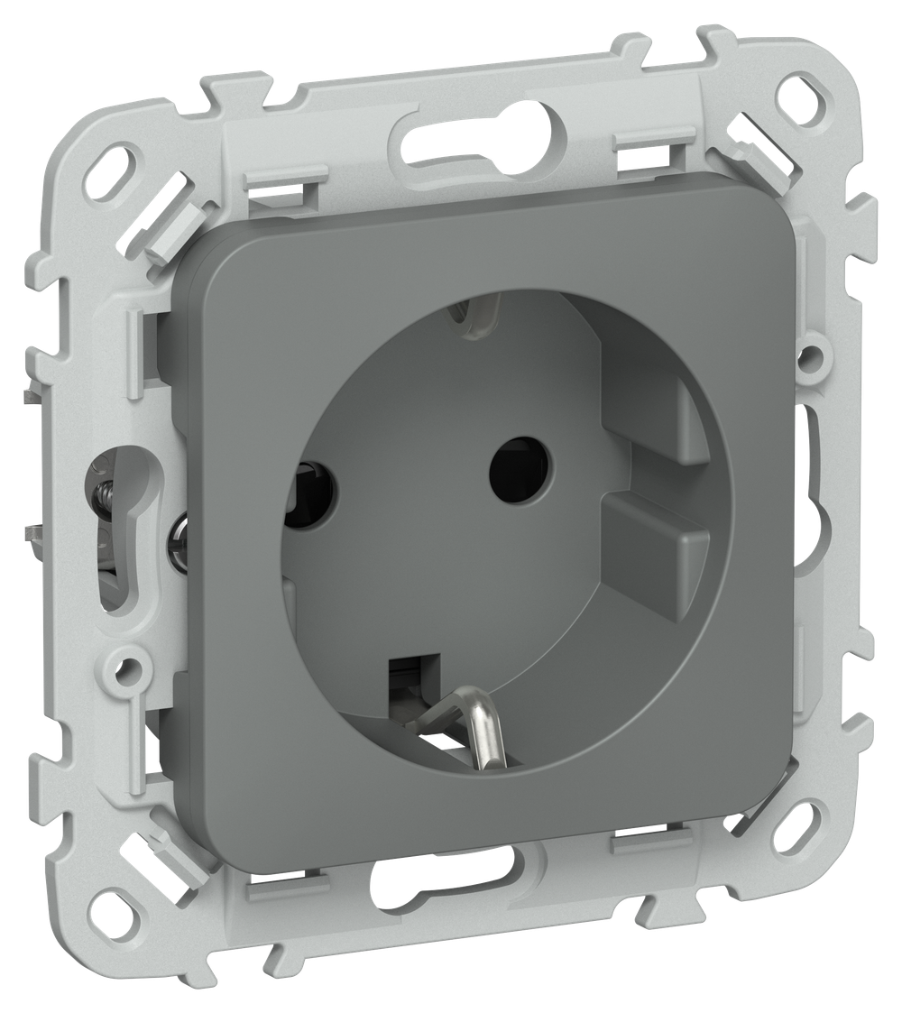 FLITE Розетка с заземлением с защитными шторками 16А РСш11-0-ФлМА мокрый асфальт IEK