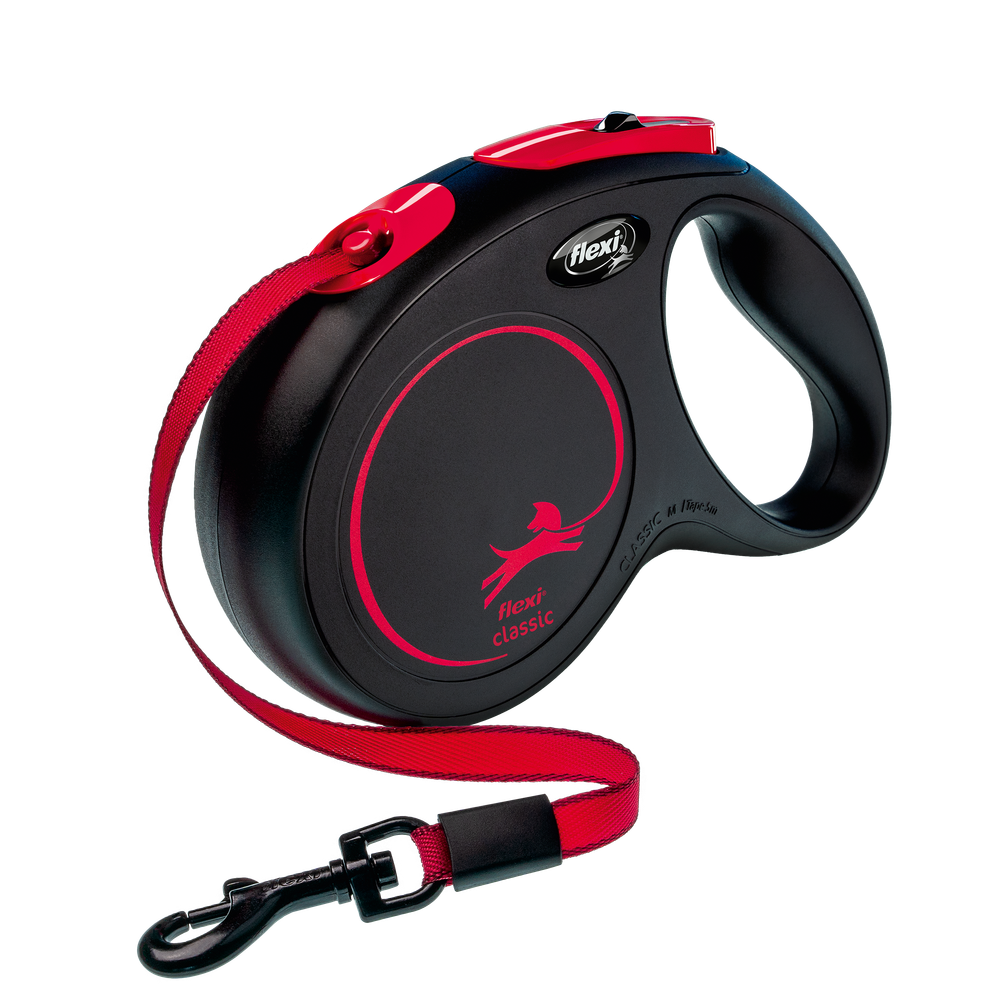FLEXI рулетка NEW CLASSIC M ремень 5 м до 25 кг, черно - красный