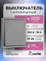 Выключатель 1-клавишный 10А графит "Капелла" (SBE-09g-10-SW1-0)