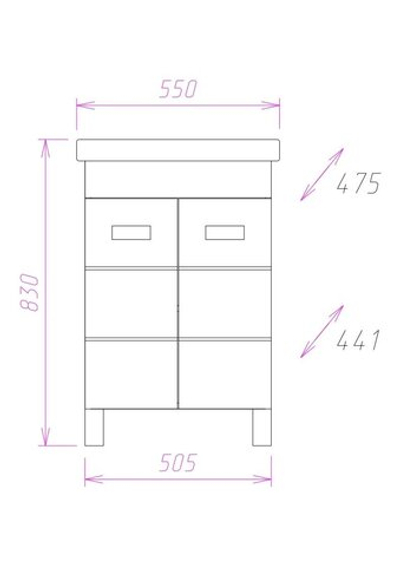 Тумба Onika БАЛТИКА-КВАДРО 55.10 с раковиной Santek ТИГОДА 55