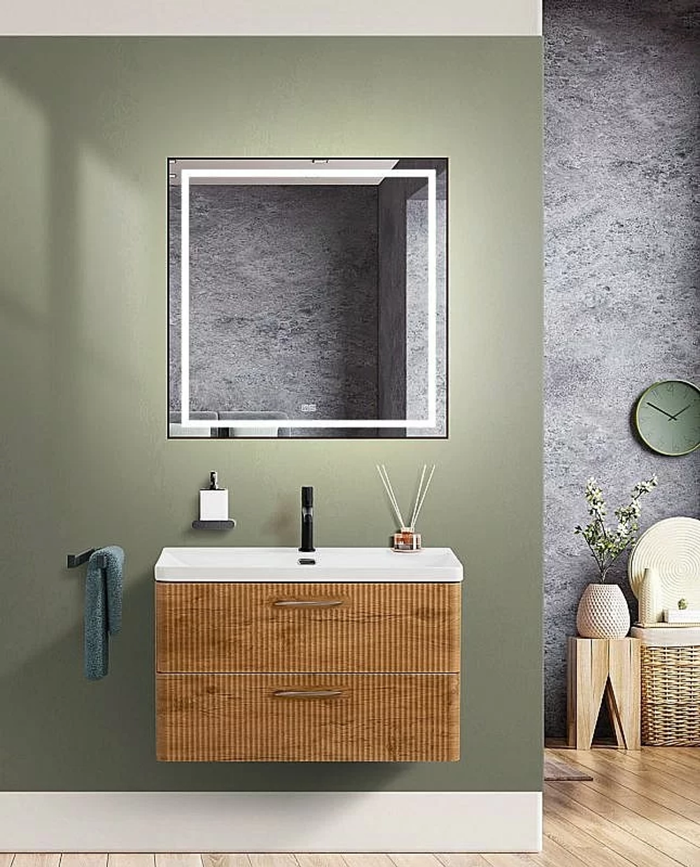 Тумба с раковиной BelBagno DUE-800-2C-SO-RN-P Rovere Nature