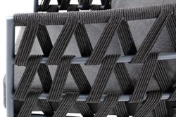 "Диего" кресло плетеное из роупа, каркас алюминий темно-серый (RAL7024) муар, роуп темно-серый круглый, ткань темно-серая 027