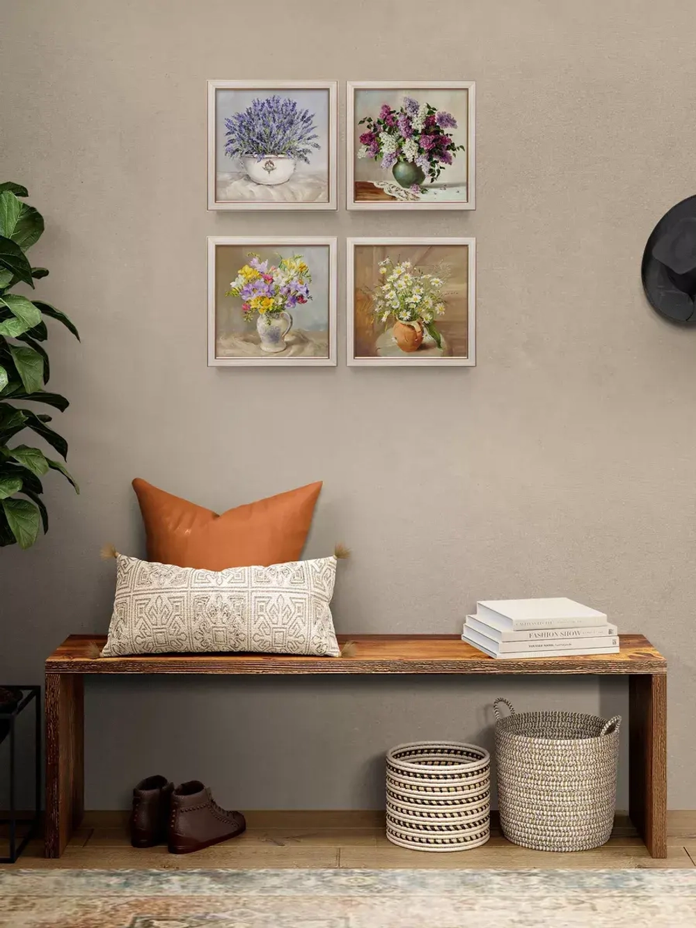 Картины на стену интерьерная на холсте 4 шт, 23*23 см